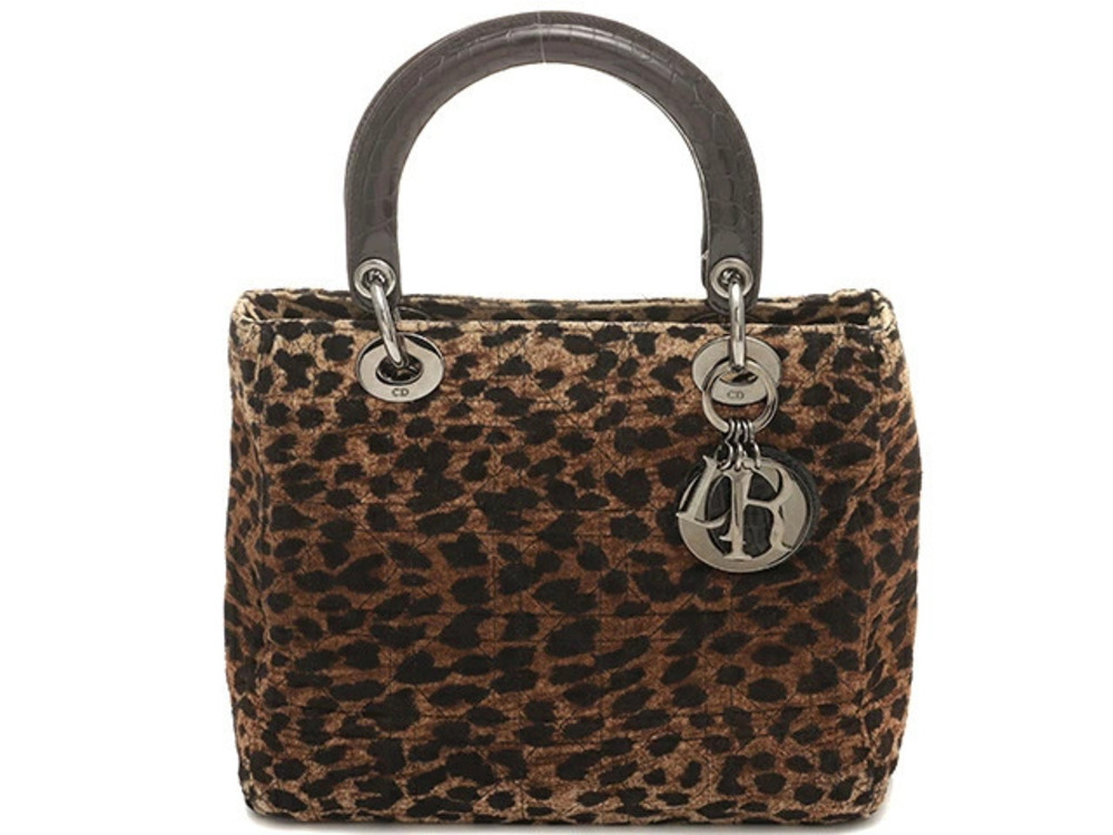 Christian Dior Leopard Lady Handbag Brown